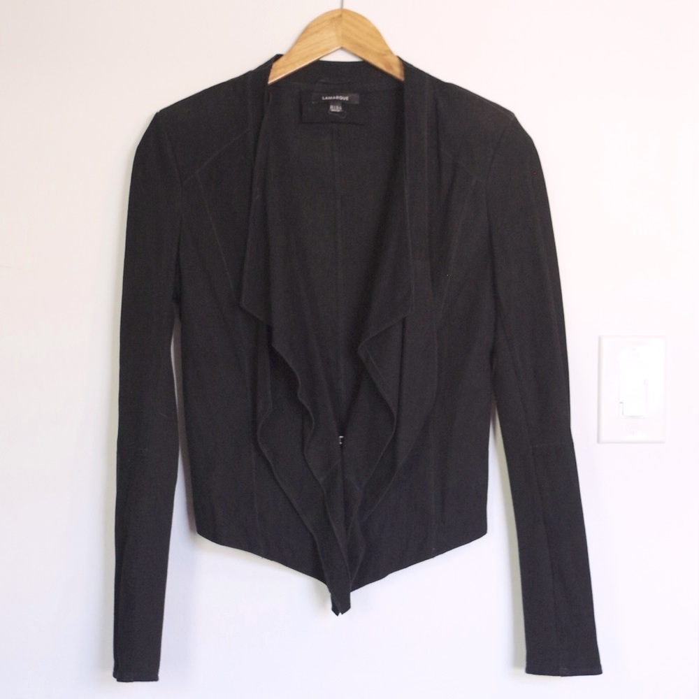 Lamarque Drape Front Suede Leather Jacket - image 1